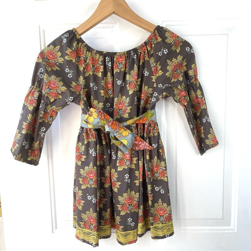 Matilda Jane Girls Platinum Tilley Peasant Brown Tunic Dress Top 10